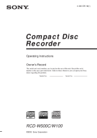 Sony RCD-W100 - Owners Manual 